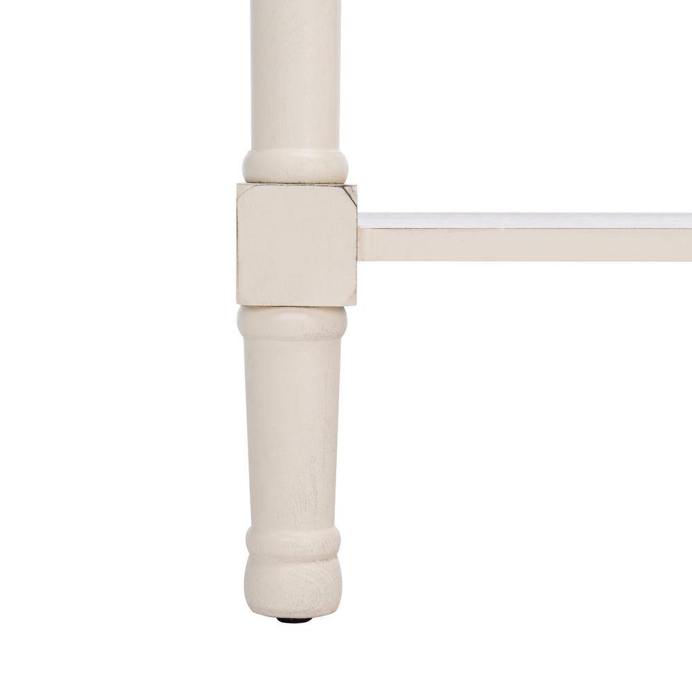 Distressed White and Greige 2-Drawer Console Table with Storage