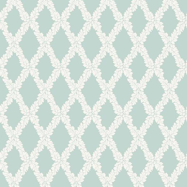 The Wallpaper Company 8 in. x 10 in. Blue Pastel Acorn Trellis Wallpaper Sample-DISCONTINUED