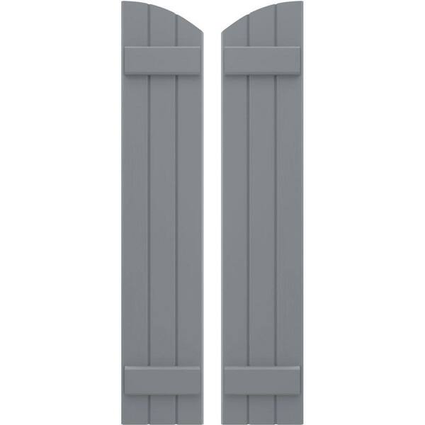 Ekena Millwork 10-1/2 in. W x 57 in. H Americraft Exterior Real Wood Joined Board and Batten Shutters Elliptical Top Ocean Swell