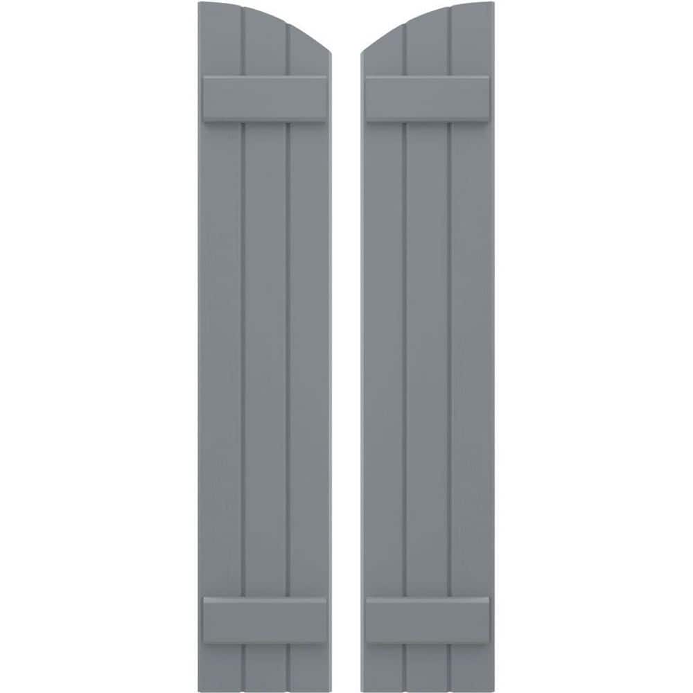 10-1/2 in. W x 83 in. H Americraft Exterior Real Wood Joined Board and Batten Shutters w/Elliptical Top in Ocean Swell price history on PriceWatchPro