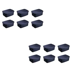 3-Gal. Stackable Storage Container, Dark Indigo Metallic (12 Pack)