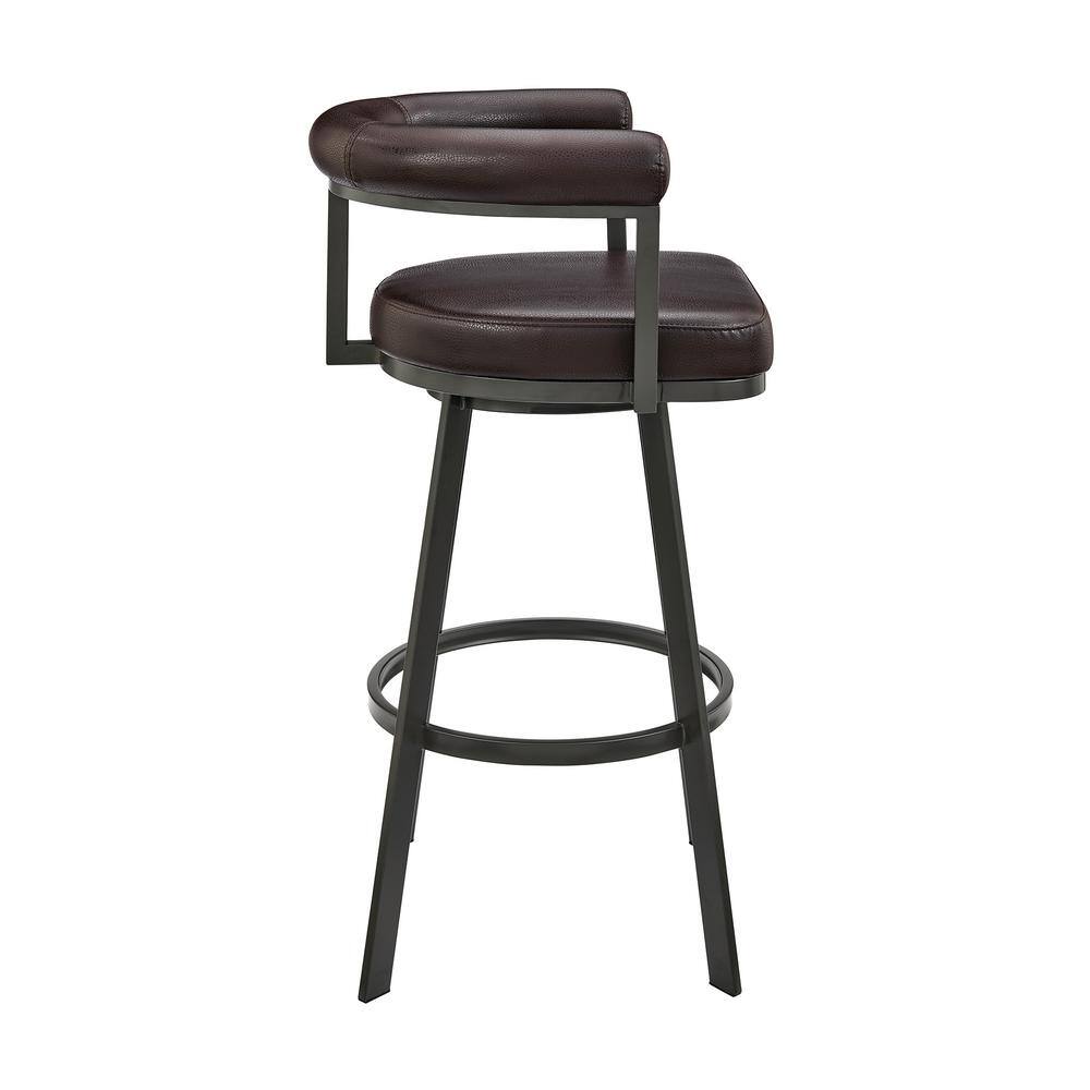 Nolagam 34'' Brown Faux Leather and Metal Swivel Counter Stool