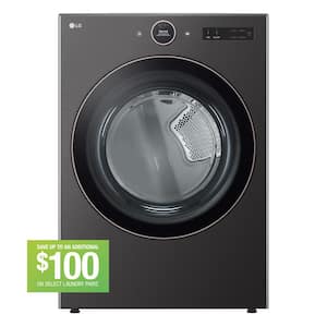 7.4 cu. ft. Vented Stackable SMART Gas Dryer in Black Steel with TurboSteam and AI Sensor Dry Technology
