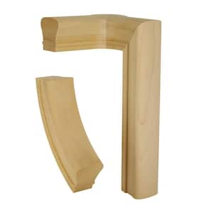 Stair Parts 7081 Unfinished Poplar Left-Hand 2-Rise Quarter Turn with Cap Handrail Fitting