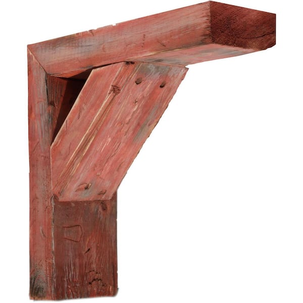 Barnwood Solid Wood Decor 3-1/2 in. W x 12 in. H x 8 in. D Vintage Farmhouse Salvaged Red Bracket (Case of 2)