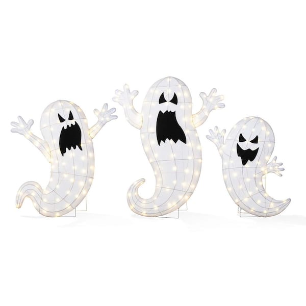 Plug in-41.75 in. H Lighted Halloween 2. 5D Ghosts Family Outdoor Decor with 200 Warm white LED Lights (Set of 3）