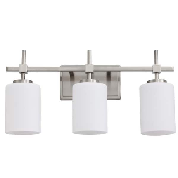 21 in. 3 Light Brushed Nickel Plating Vanity Light with Frosted Glass Shade