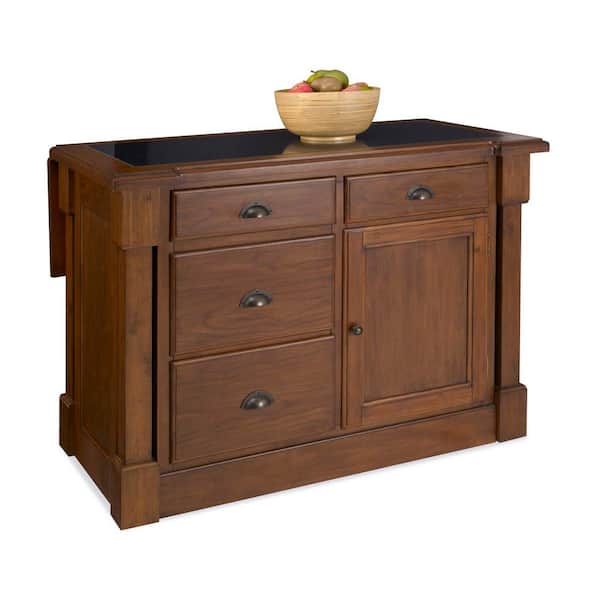 HOMESTYLES Aspen Rustic Cherry Kitchen Island With Seating
