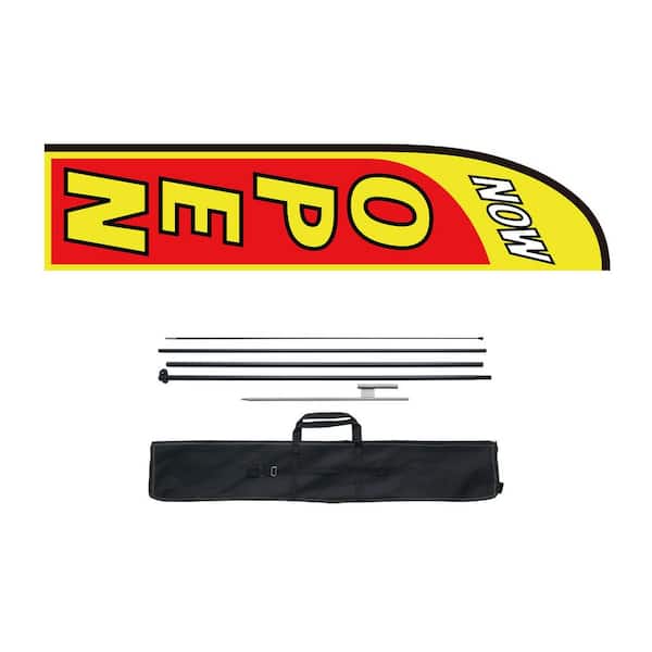 Open Flag with Pole Kit, Advertising Feather Flag for Business, Includes 1 Banner, 16.3 ft. Swooper Flag, Flagpole