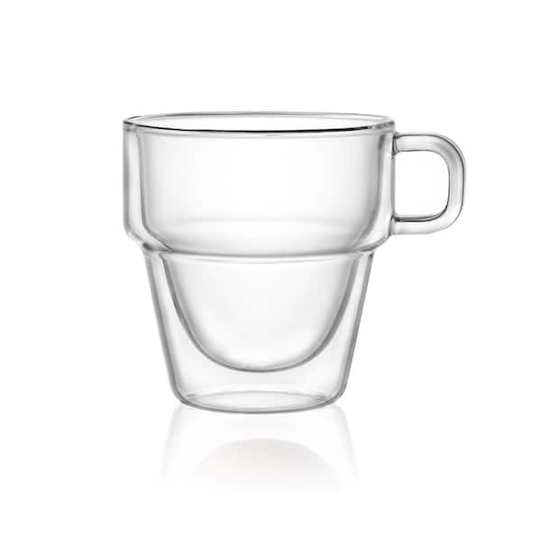JoyJolt Stoiva Double Walled Espresso Glass Cups - Set of 8 Stackable Shot  Mugs with Handle - 5 oz