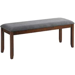 Gray Linen Upholstered Entryway Bench with Solid Wood Leg ( 19 1/2 in. H x 47 1/2 in. W )