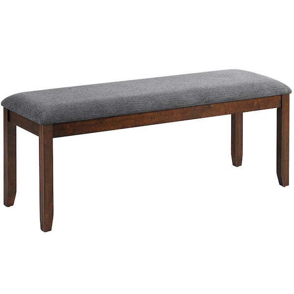 ANGELES HOME Gray Linen Upholstered Entryway Bench with Solid Wood Leg ( 19 1/2 in. H x 47 1/2 in. W )