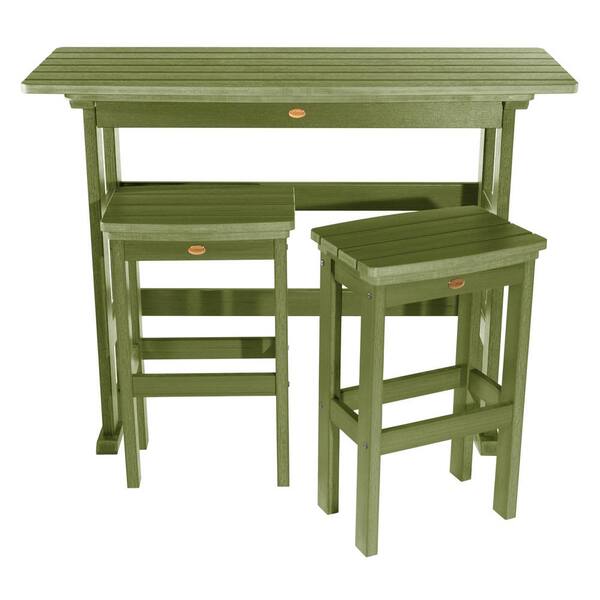 Highwood Lehigh Dried Sage 3-Piece Recycled Plastic Rectangular Outdoor Bar Height Dining Set