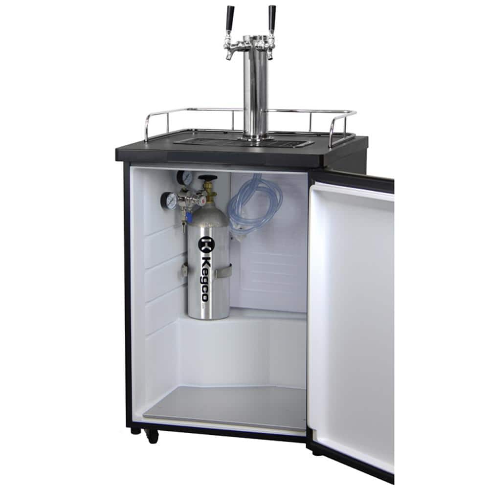 Stainless Steel Dual Tap Freestanding Kegerator with Adjustable Temperature