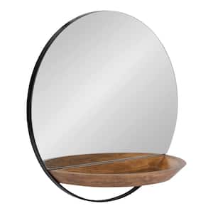 Traymont 22.25 in. W x 22.25 in. H Rustic Brown Round Mid-Century Framed Decorative Wall Mirror