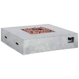 Square Stone Fire Pit Table with Protective Cover