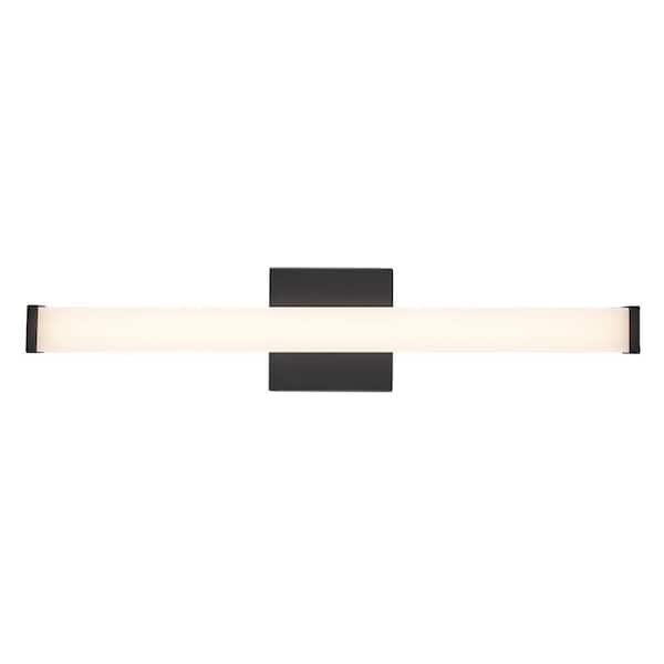 Bel Air Lighting 24 in. Integrated LED Black Bathroom Vanity Light Fixture with Rectangular Acrylic Shade