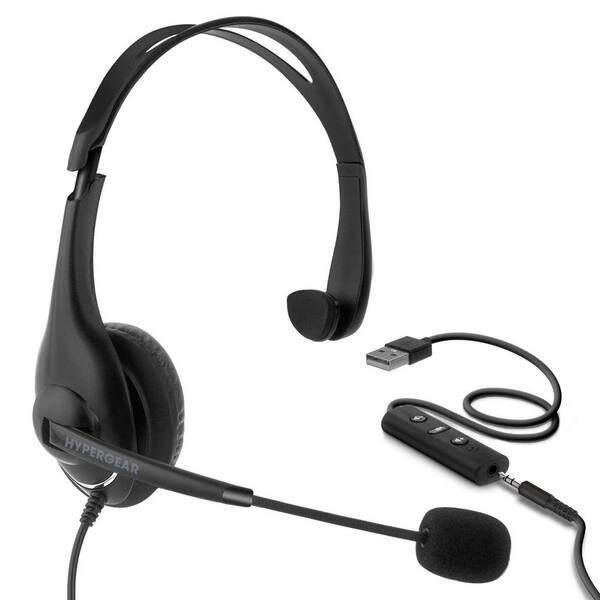 Black Wired Over the Head Headphones Office Professional