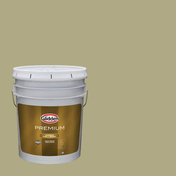 Glidden Premium 5 gal. PPG1113-4 Green Gray Mist Semi-Gloss Exterior Latex Paint