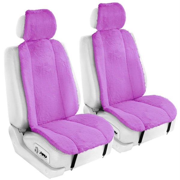 FH Group Doe16 Faux Rabbit Fur Car Seat Cushions 22 in. x 20 in. x 4.7 in. Rear Set, Purple