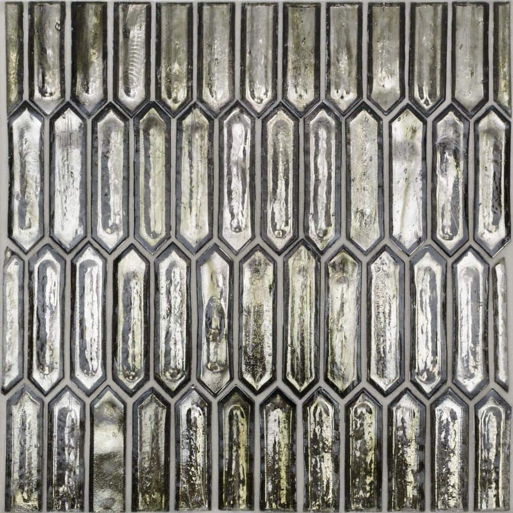 Fargin Platinum Moss Elongated Hexagon 4 in. x 0.28 in. Polished Glass Mosaic Tile Sample price history on PriceWatchPro