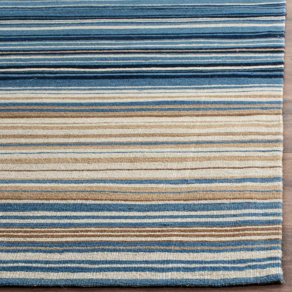 Blue Stripe Handmade Wool 9' x 12' Area Rug