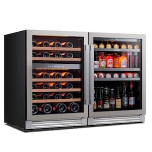 48 in. Triple Zone 46-Wine Bottles and 220-Cans Beverage and Wine Cooler Side-by-Side Refrigerator Frost Free in Black