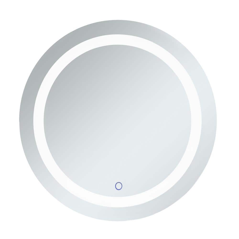 Timeless Home 28 in. W x 28 in. H Round Frameless Silver LED Mirror
