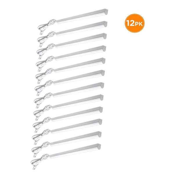 12-Pack 4 ft. Garage LED Linkable Strip Light Fixture Plug-in Hardwire 1800 Lumens 20-Watt 4000K Bright White Power Cord