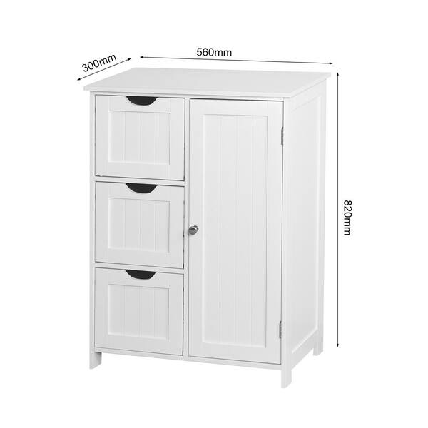 31.90 High Bathroom Storage Cabinet, White Floor Cabinet with 3