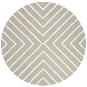 Kids Gray/Ivory 5 ft. x 5 ft. Round Geometric Area Rug