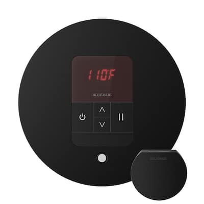iTempo Round Steam Shower Control and Steamhead in Matte Black