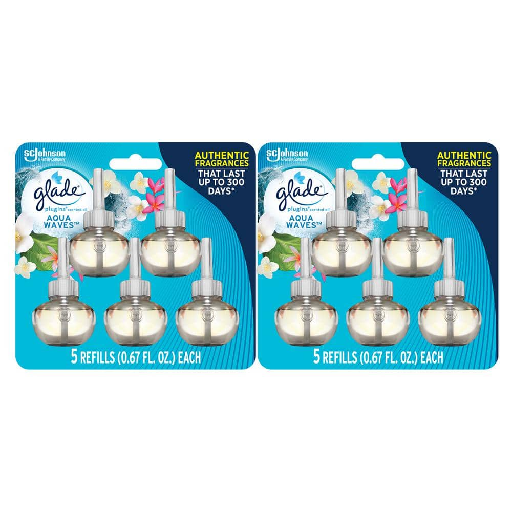 3.35 fl. oz. Aqua Waves Scented Oil Plug-In Air Freshener Refill (10-Count) (2-Pack) -  Glade