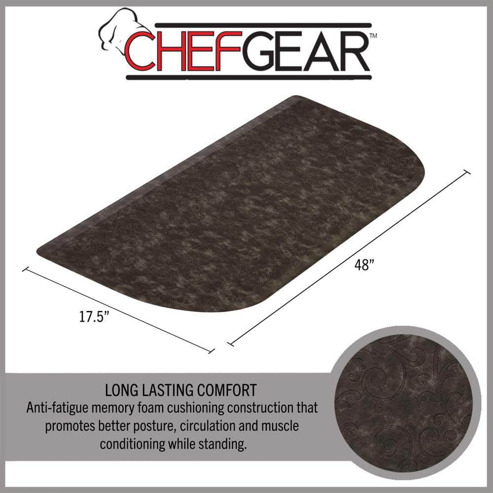 Dark Gray Semi-Circle Anti-Fatigue Kitchen Mat with PVC Backing