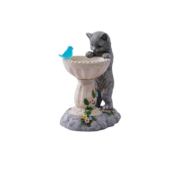 Cat Birdbath Garden Decor, Outdoor Statues Ornaments for Outside Decorations Yard Art Lawn Porch Patio Balcony
