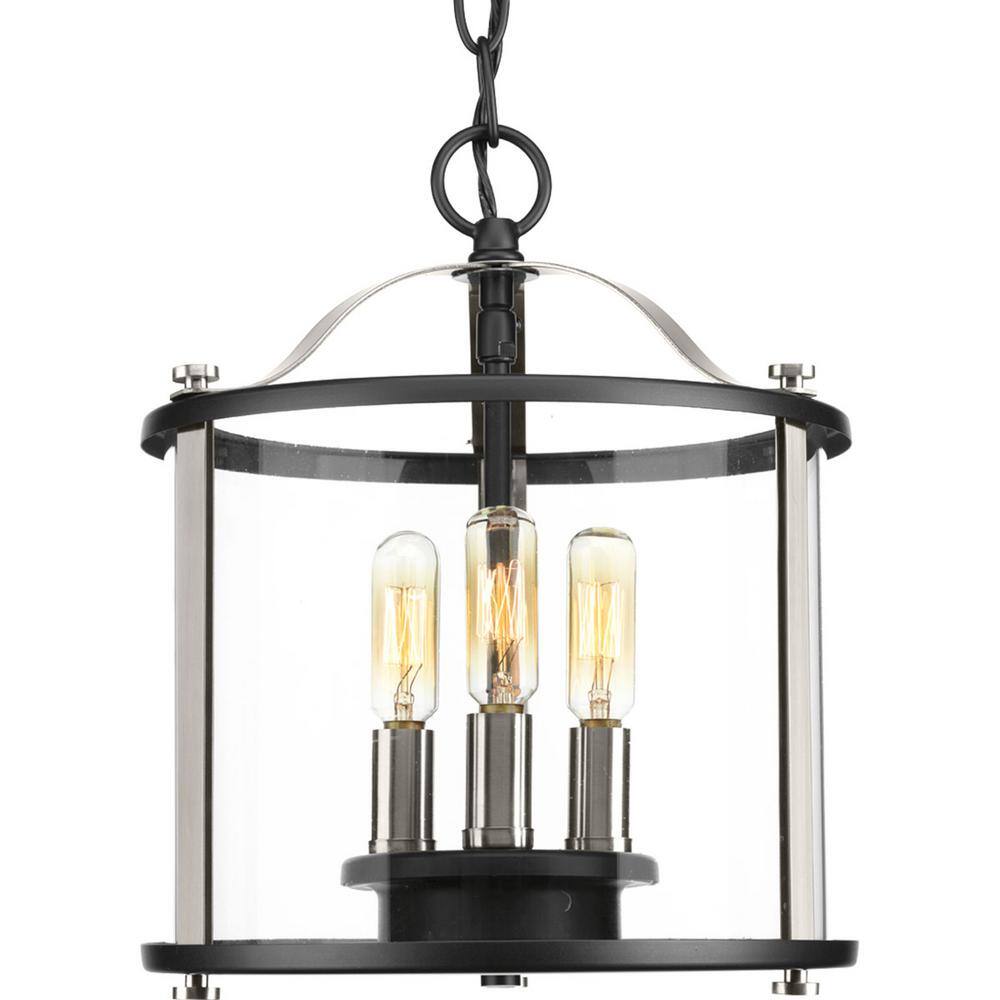 Transitional Squire Matte Black Semi-Flush Outdoor Light with Clear Glass