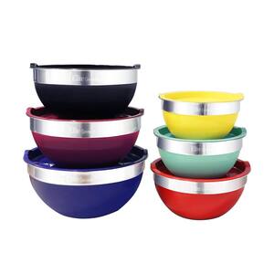 12-Piece Stainless Steel Colored Mixing Bowl with Tops