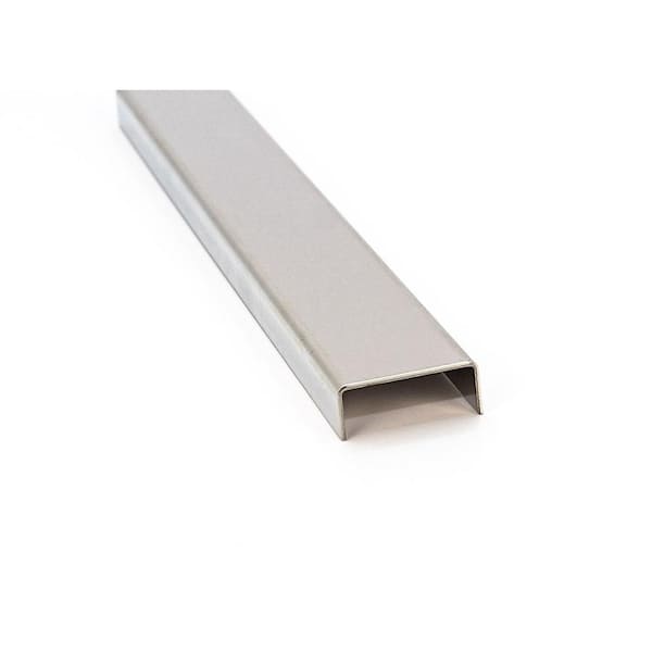 Brushed Stainless Steel 0.98 in. W x 96 in. L Metal Tile Molding and Transition Trim