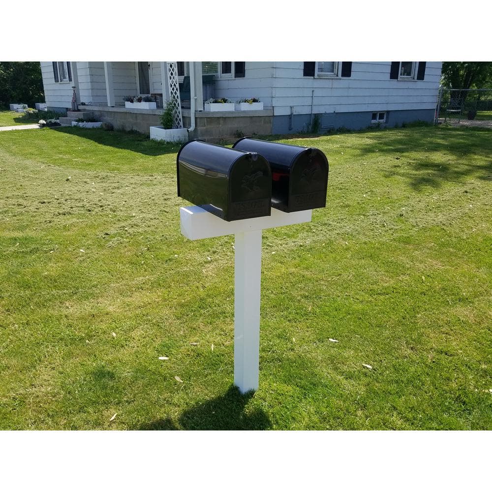 White Vinyl Mailbox Post Sleeve with Stainless Steel Hardware