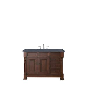 Brookfield 48 in. W. x 23.5 in. D x 34.3 in. H Single Vanity in Warm Cherry with Quartz Top in Charcoal Soapstone
