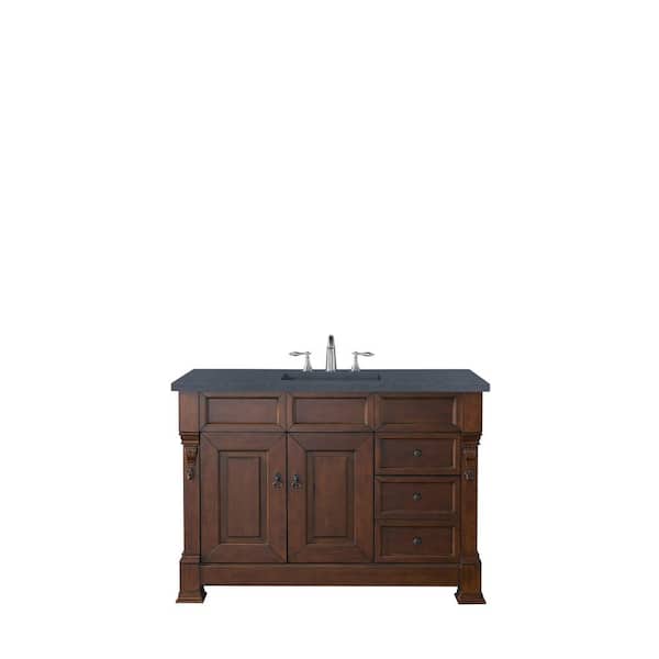 James Martin Vanities Brookfield 48 in. W. x 23.5 in. D x 34.3 in. H Single Vanity in Warm Cherry with Quartz Top in Charcoal Soapstone