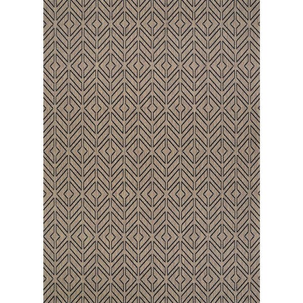Couristan Recife Cabana Tile Driftwood-Black 8 ft. x 11 ft. Indoor/Outdoor Area Rug