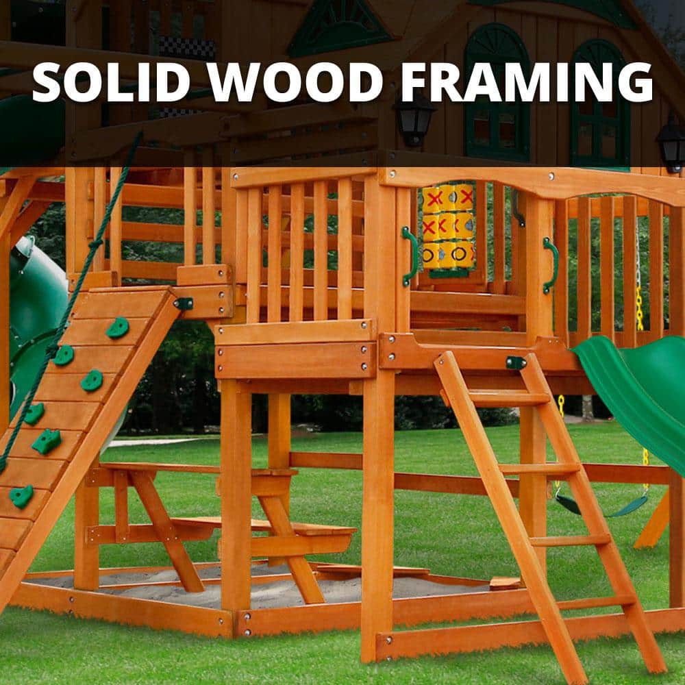 Empire Cedar Swing Set with 3 Play Decks and Slides