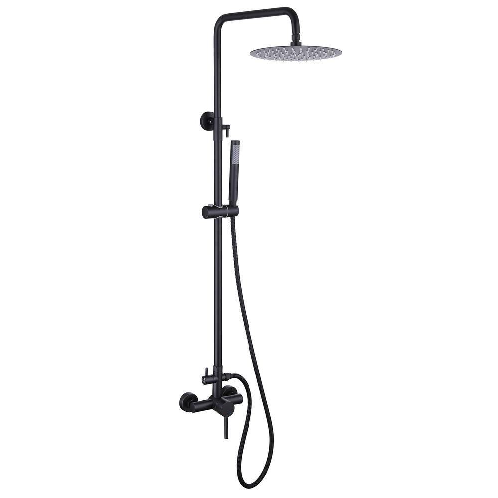 Tomfaucet 2Spray Wall Bar Shower Kit with Hand Shower in Matte Black