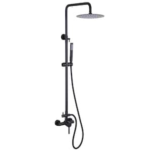 2-Spray Wall Bar Shower Kit with Hand Shower in Matte Black