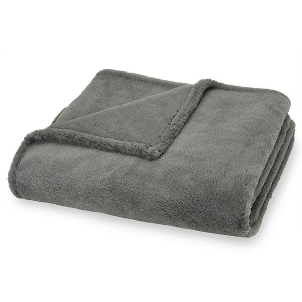 THE NORTHWEST GROUP Generic Charcoal Ultra Fine Faux Fur Throw Blanket 1GENT96000002RET The Home Depot