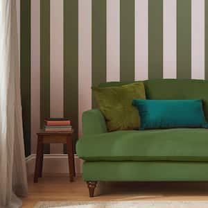 Harborough Stripe Olive Green Matte Non Woven Removable Paste the Wall Wallpaper