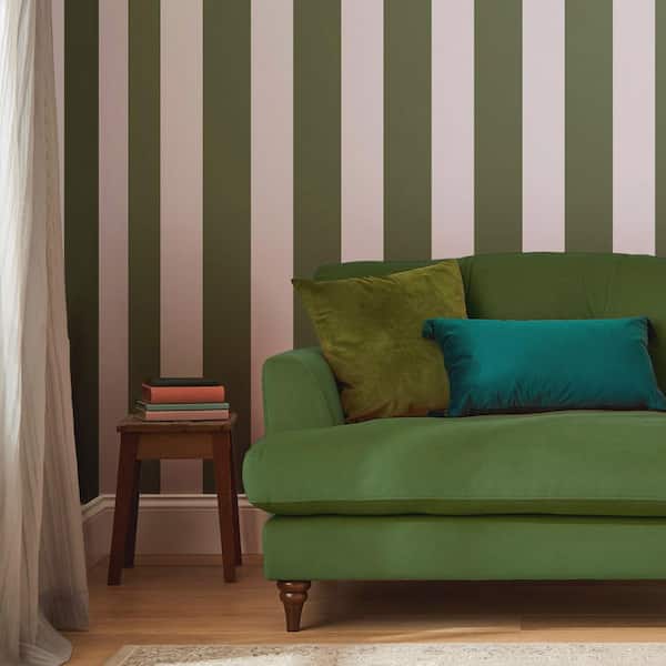 Joules Harborough Stripe Olive Green Matte Non Woven Removable Paste The Wall Wallpaper Sample