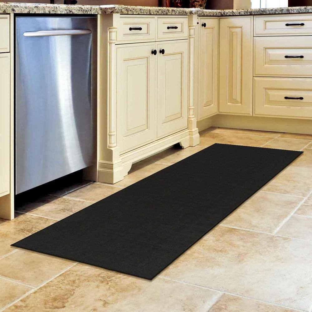 Black Synthetic Non-Slip Rectangle Area Rug