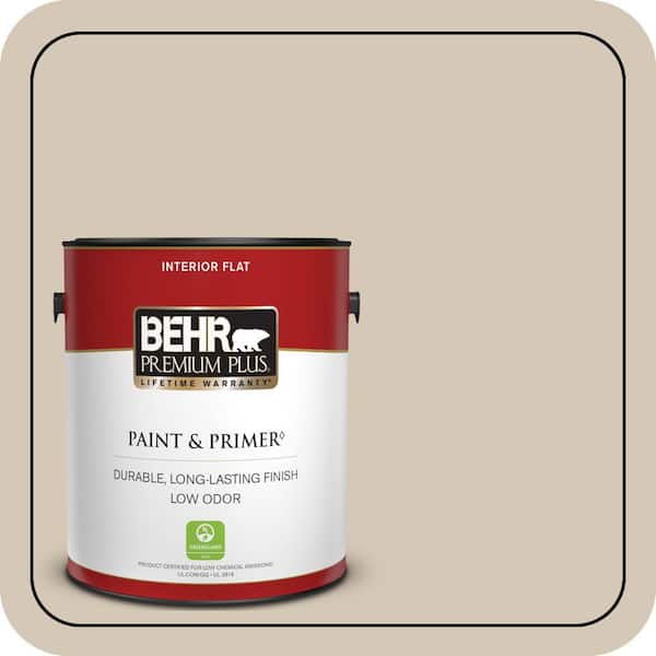 BEHR PREMIUM PLUS 1 gal. #MQ3-10 French Beige Flat Low Odor Interior Paint & Primer